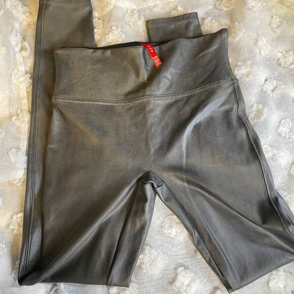 Spanx Faux Leather Leggings Olive - Picture 2 of 5